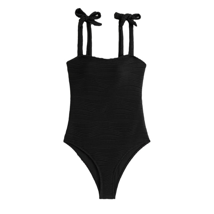 Dame Én-delt Badedragt med trendy bølgemønster og elegante sløjfer Stilla
