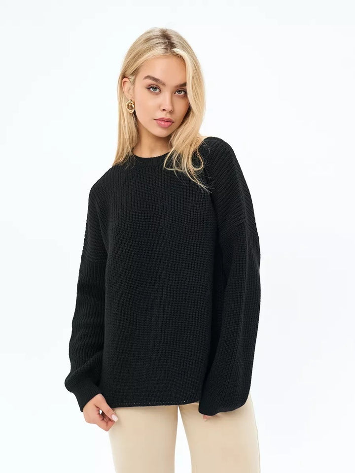 Kvinders chunky strik sweater med en løs pasform og tekstureret design Stilla