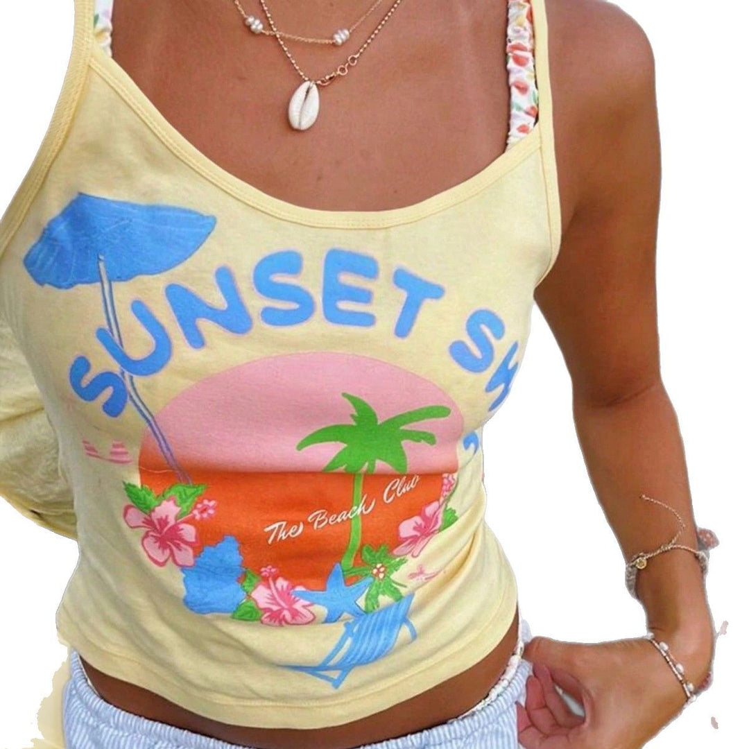 Dame tanktop med stilfuld sommerprint og behageligt blødt stof Stilla
