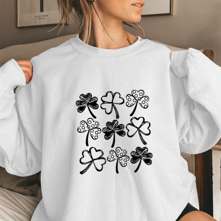 Kvinders sweatshirt med legesygt kløvermotiv Stilla