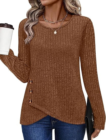 Damer fashionable og casual top med knapdetaljer Stilla