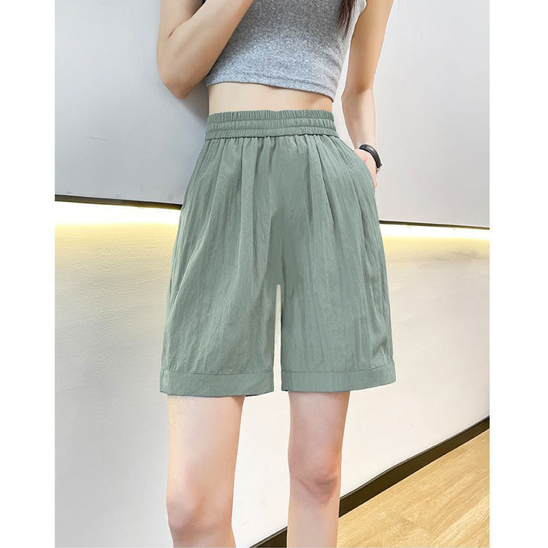 Kvinder casual shorts med elastisk talje og sidelommer