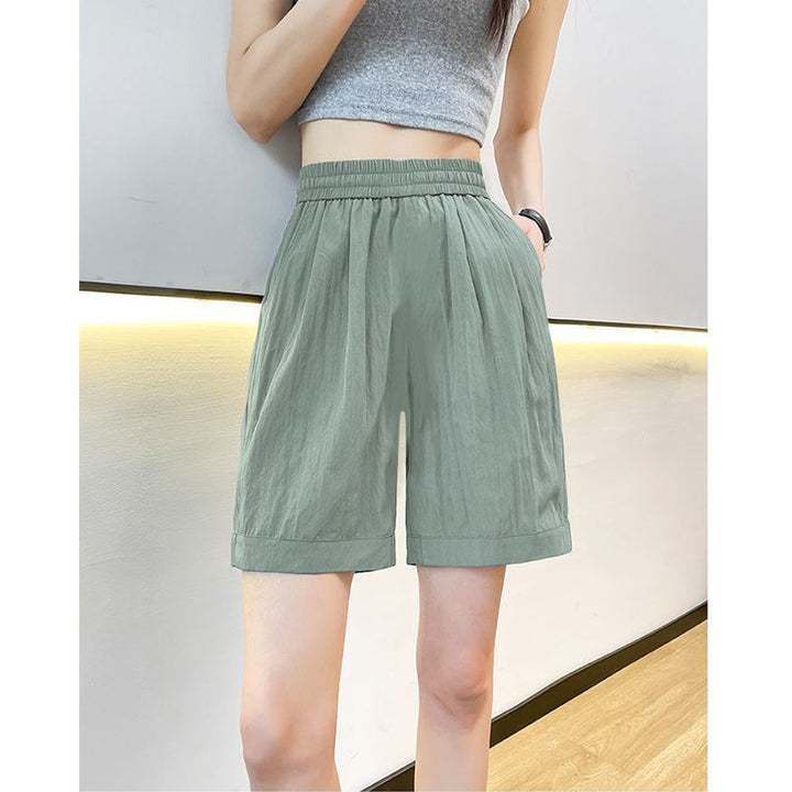 Kvinder casual shorts med elastisk talje og sidelommer