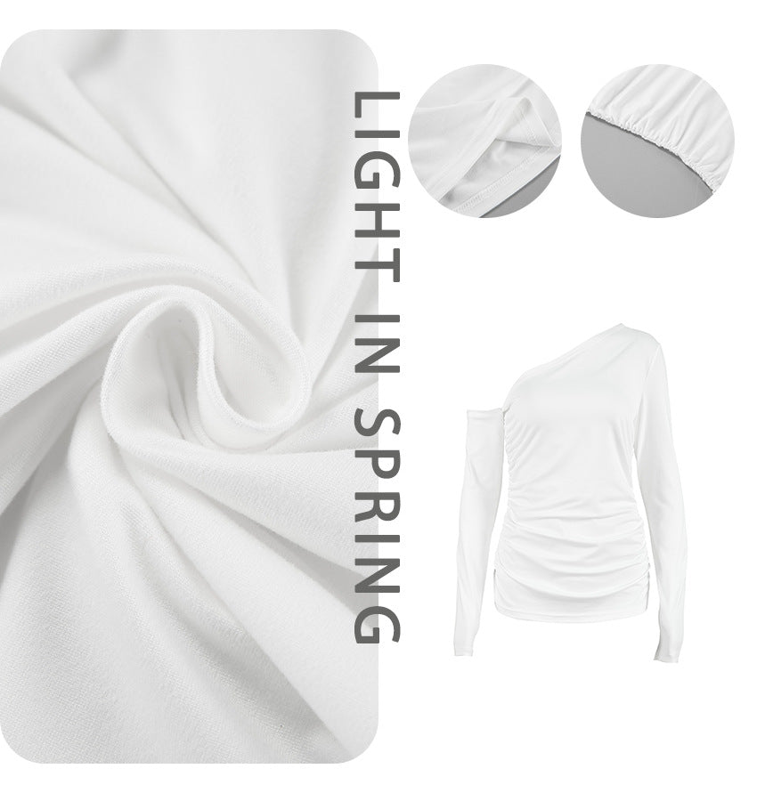 Dame asymmetrisk top med ét skulderdesign og elegant rynkning Stilla