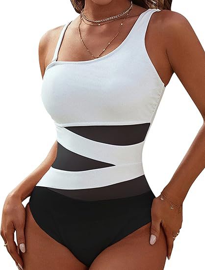 Dame Sporty Badedragt med unikke mesh-indsatser Stilla