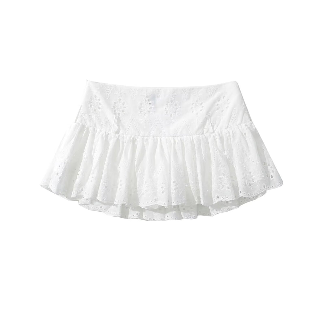 Femme Broderet Flæse Mini Skirt Stilla
