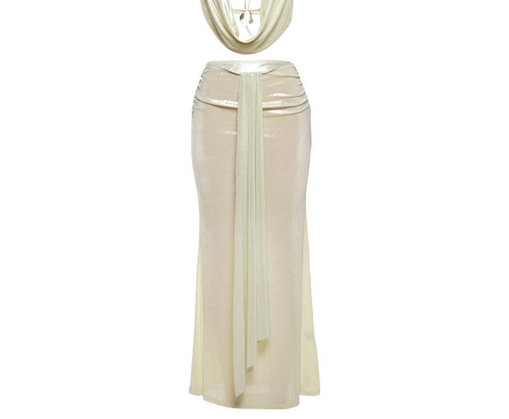 Dame Elegant Wrap Skirt med skinnende detaljer Stilla