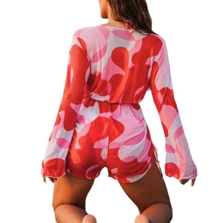 Damel Wrap-swimwear med lange ærmer og moderne mønster Skovae