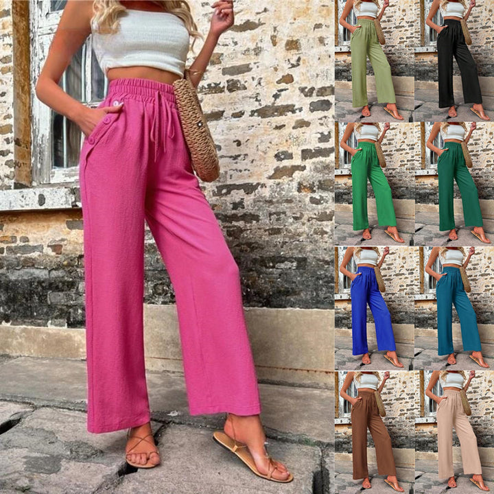 Dame løse Palazzo-bukser med high-waist og sidelommer Stilla