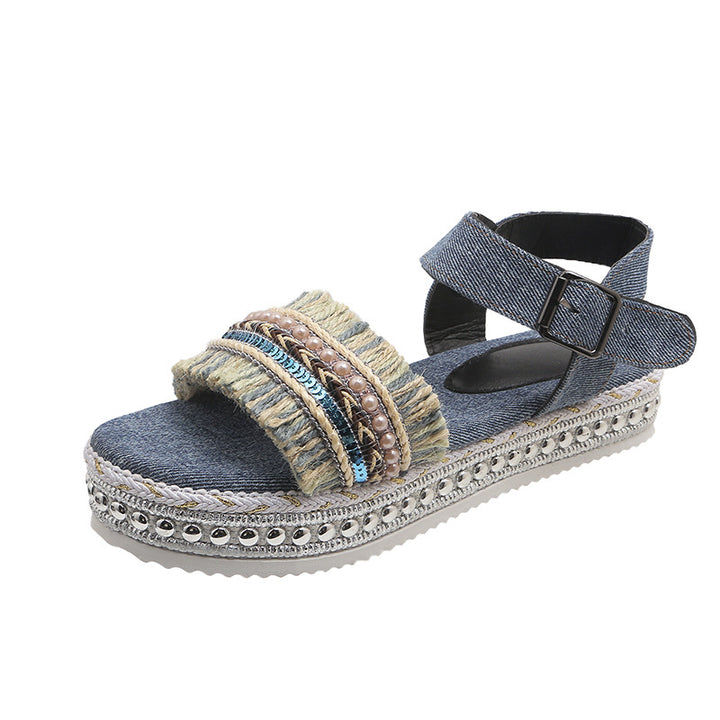 Dame Wedge-sandaler med dekorativt bånd og komfortabelt fodbånd Stilla