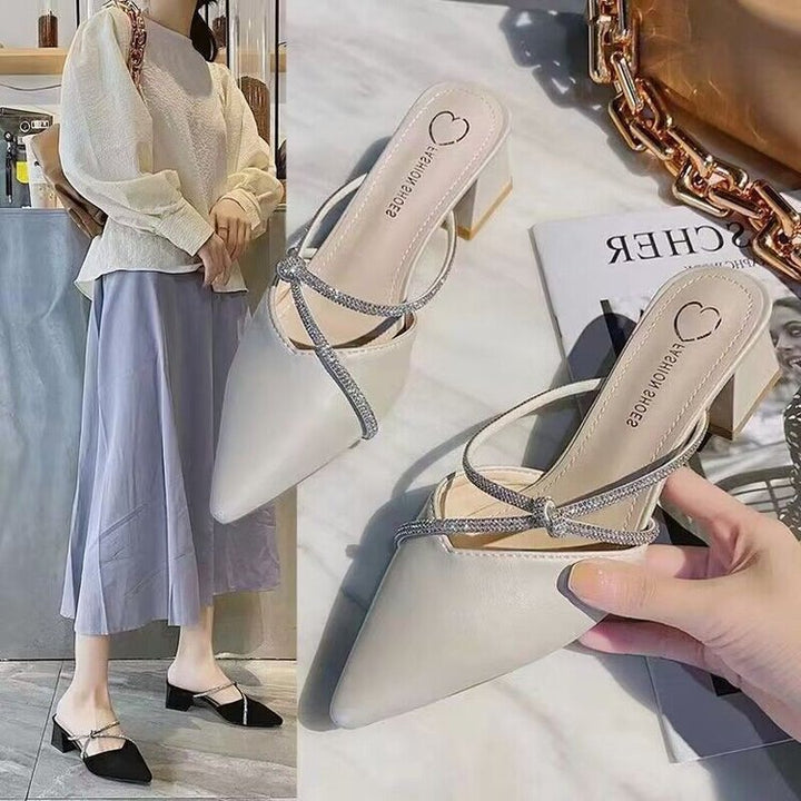 Dame Retro Slingback-pumper med glitrende accenter og behagelig blokhæl Stilla