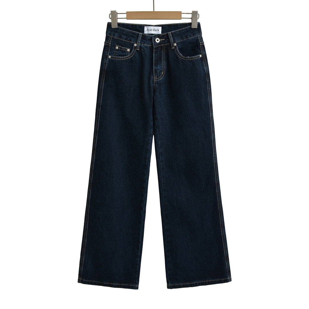 Dame bredskårede jeans med høj talje og klassisk design Stilla