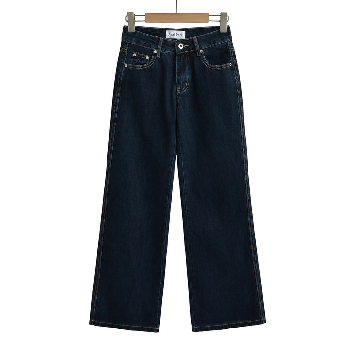 Dame bredskårede jeans med høj talje og klassisk design Stilla