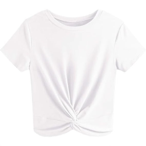 Dame kortærmet T-shirt med knude og elastisk stof Stilla