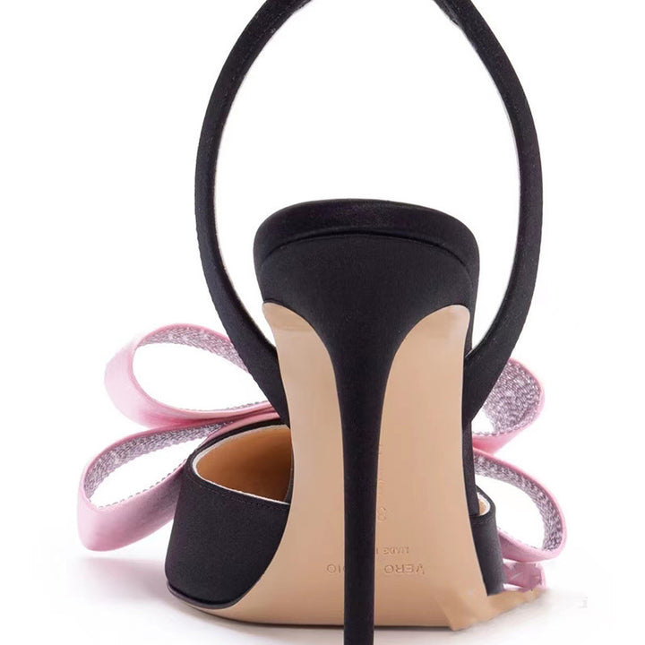 Dame højhælede slingback-pumps med strass-dækket sløjfe-detalje Stilla