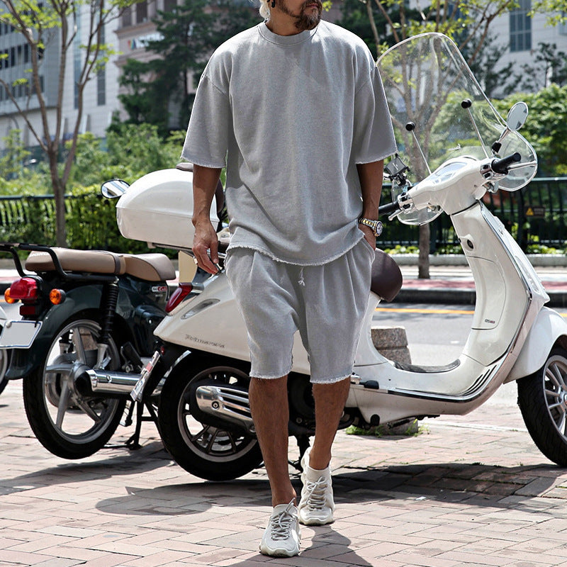 Herrer afslappet oversized T-shirt og shorts sæt Stilla