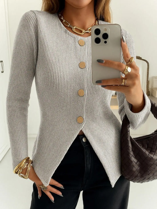 Kvinders elegante cardigan med dekorative knapper Stilla