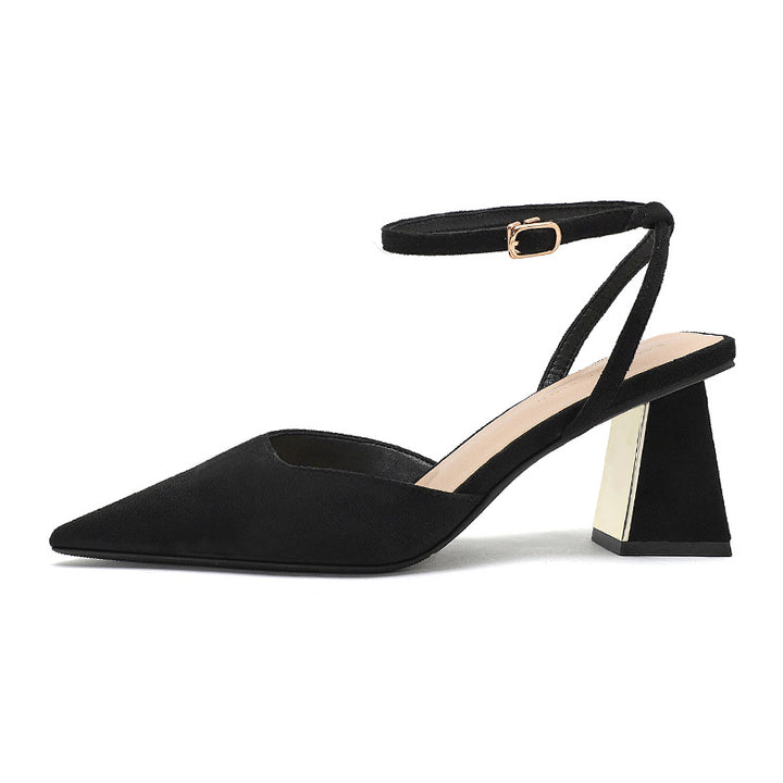 Kvinder Elegante Spidse Slingback Hæle med Chunky Metal Akcent Stilla