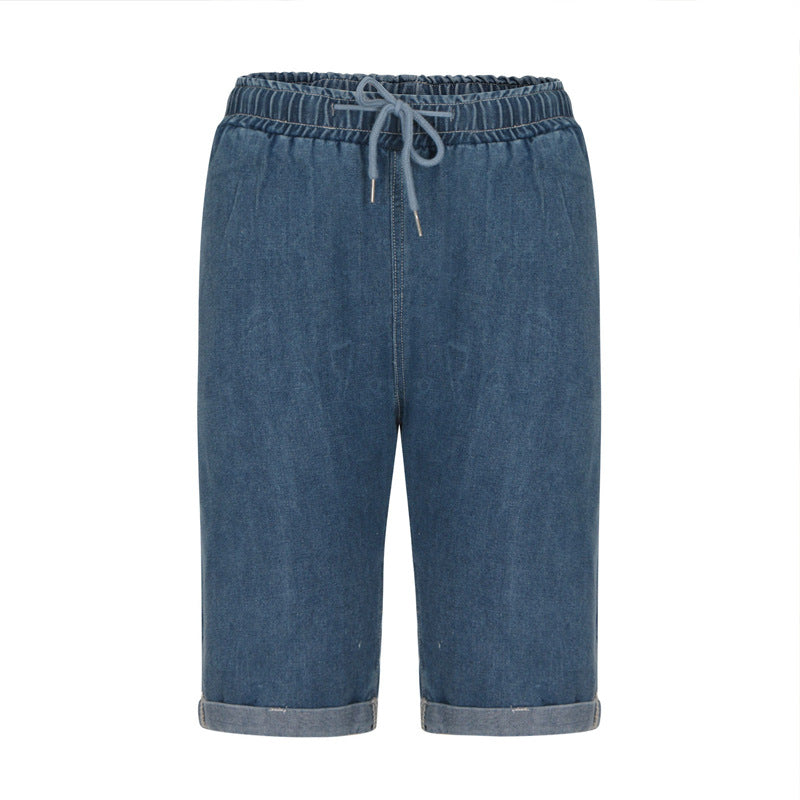 Dame Denim-Shorts med elastisk talje og afslappet pasform Skovae