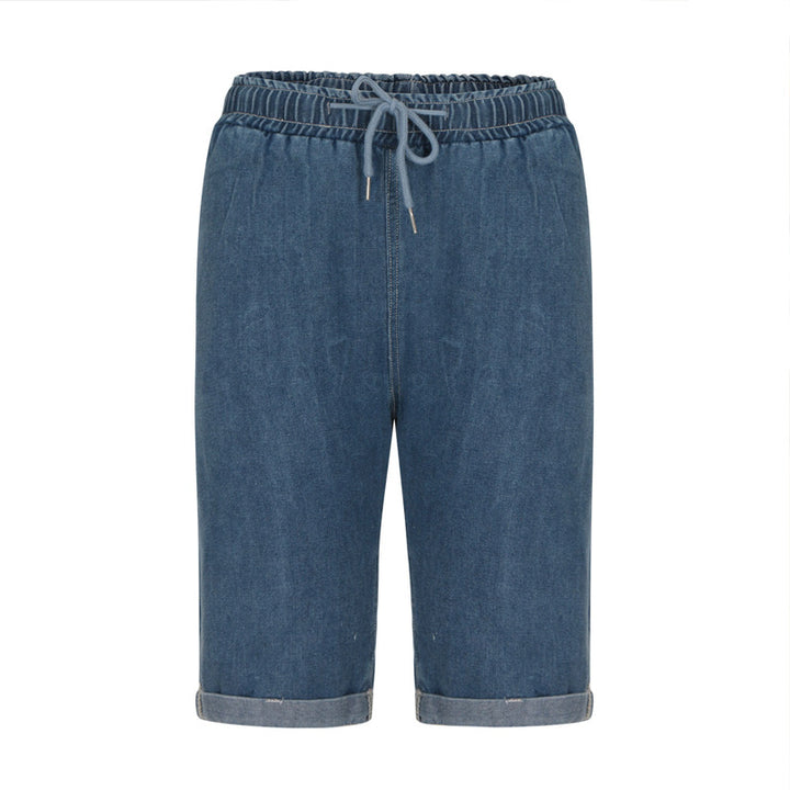 Dame Denim-Shorts med elastisk talje og afslappet pasform Skovae