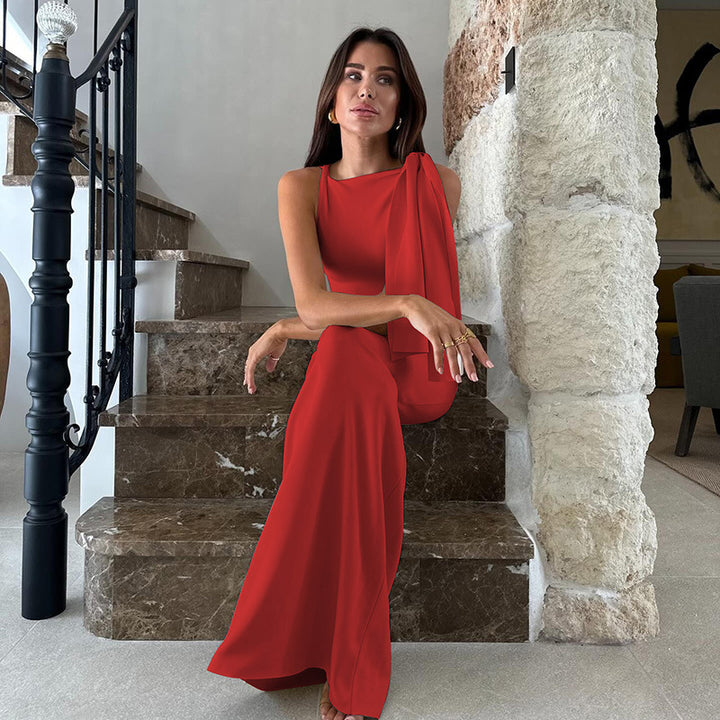 Dame Elegant Maxikjole med asymmetrisk detalje og flydende snit Stilla