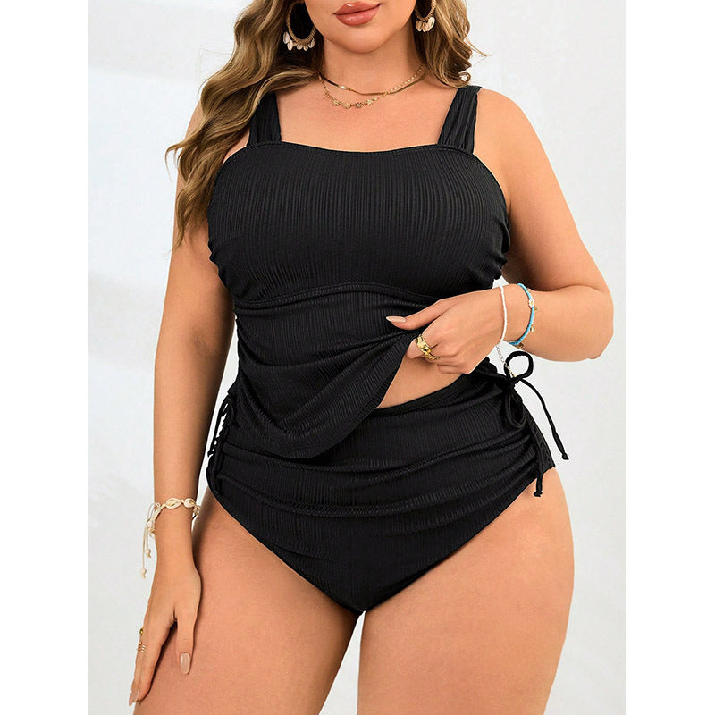 Dame One-Piece Swimsuit med kropsnær pasform og justerbare volanger