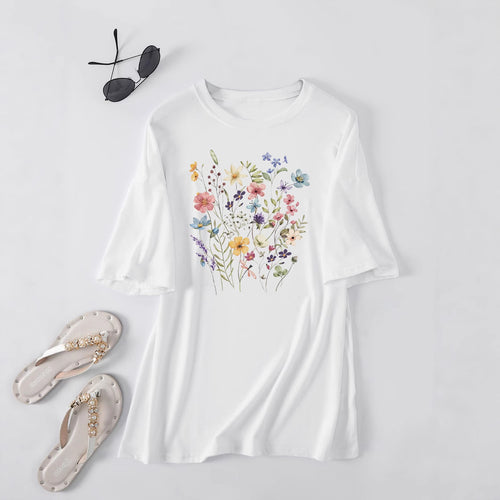 Kvinder Casual Sommer Bluse Skjorte med Blomsterprint Stilla