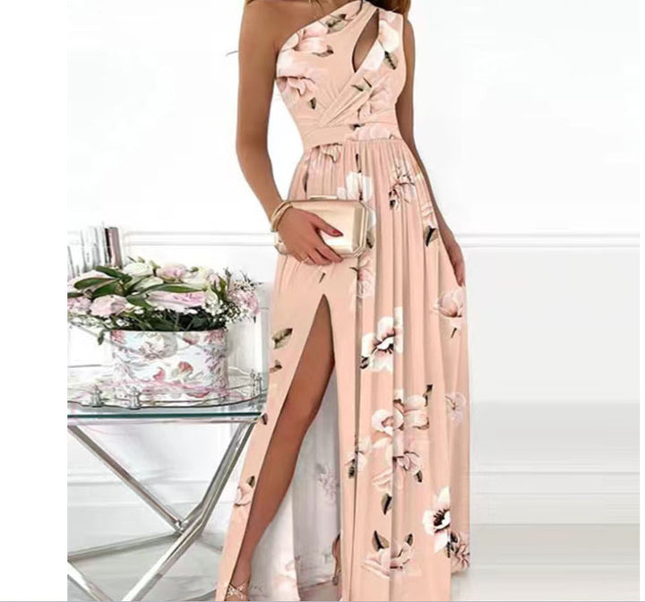 Dame Elegante omslagskjole med sidelad split og blomstret design Stilla