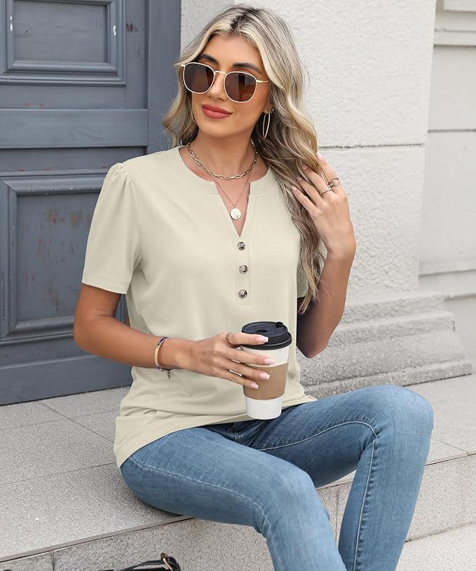 Dame Knap-Down Henley Top Stilla