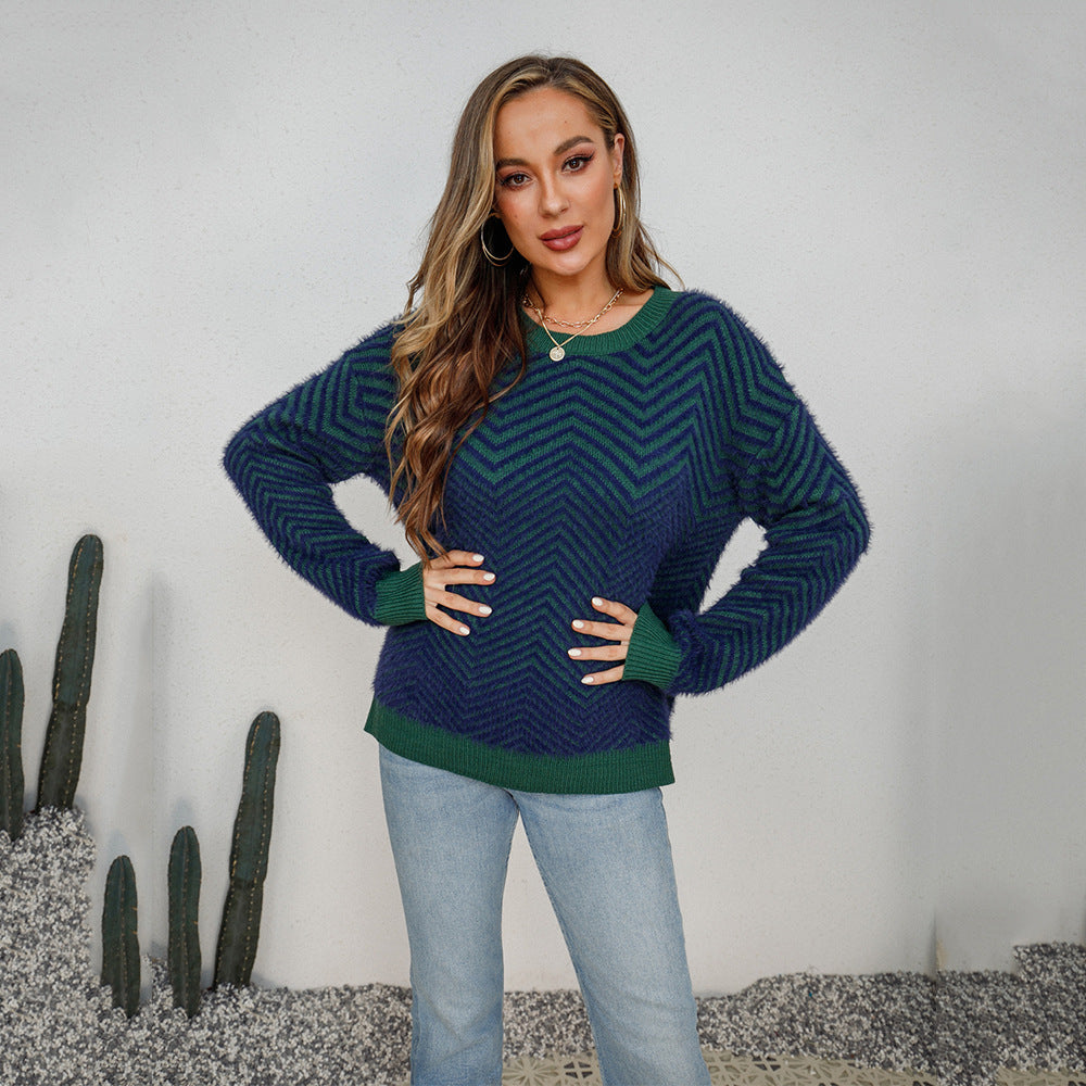 Kvinders sweater med chevronmønster Stilla