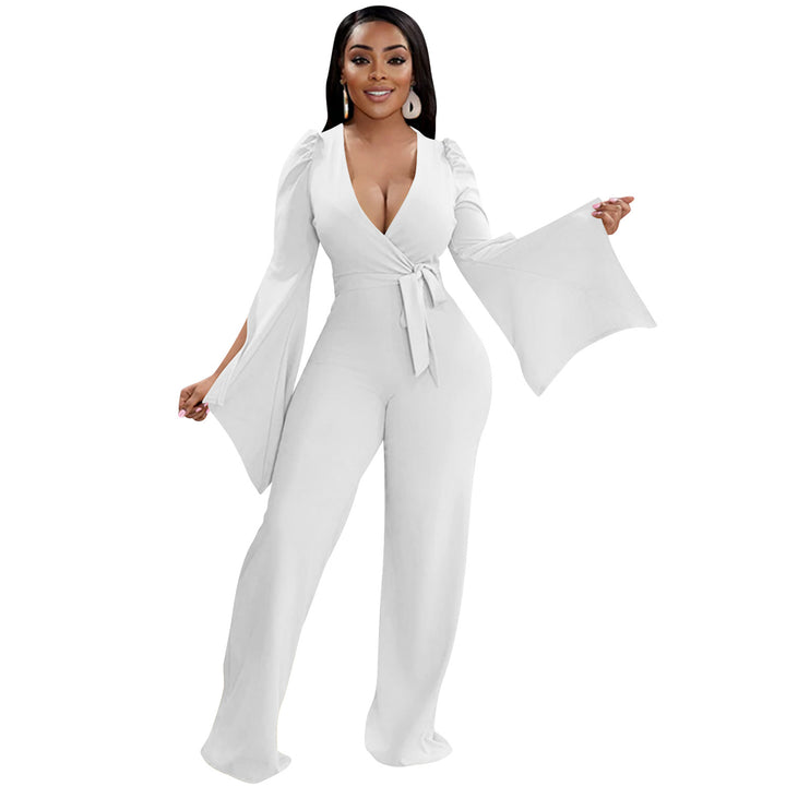 Dame Elegant Jumpsuit med bredde ærmer og figursyet snit Stilla