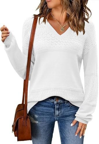 Dame strikpullover med V-hals fra Stilla