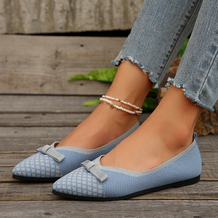 Dame Modische Ballerinas med fint vævemønster og elegant sløjfe Stilla