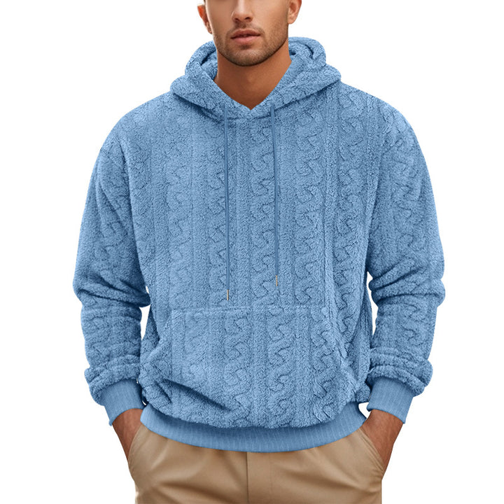 Herrer hoodie lavet af blødt polarstof med praktiske kængurulommer Stilla
