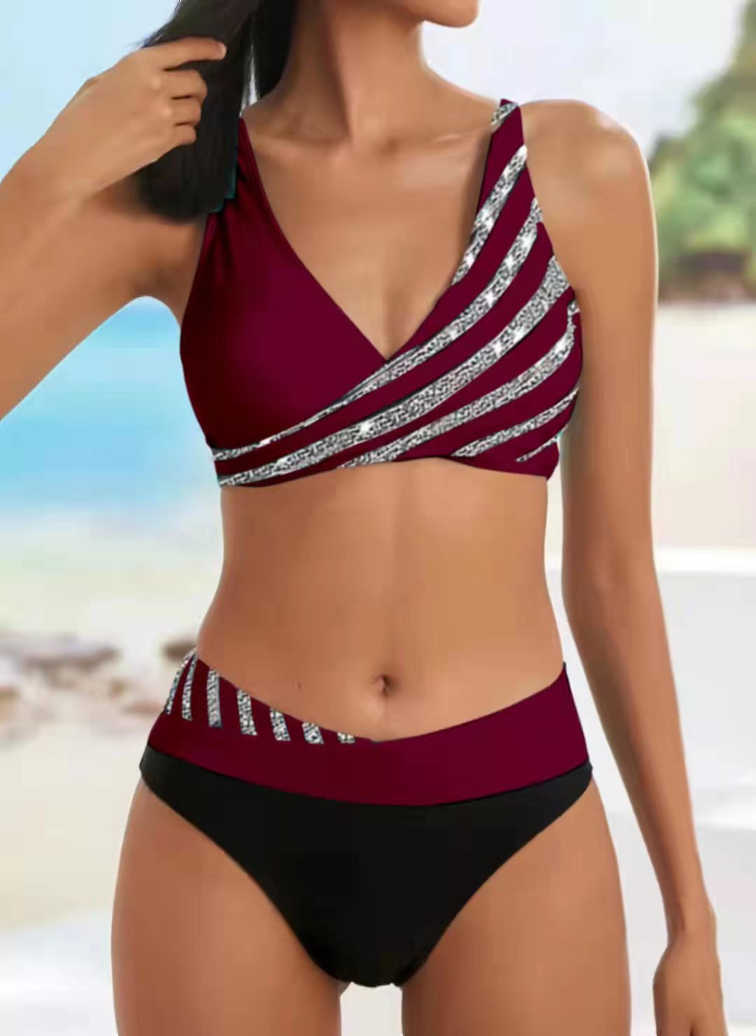 Dame Sporty bikini med moderne indpakningsoberdel Skovae
