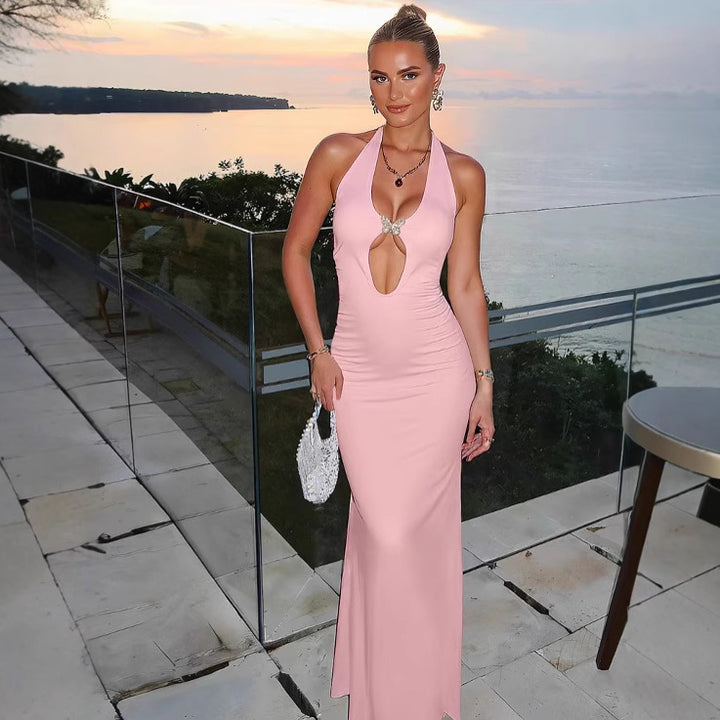 Dame Glamourøst Maxikjole med ekstravagante Cut-Out-detaljer Skovae
