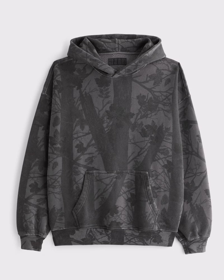 Unisex nan loose hoodie sweat med diskret blæremønster, dobbelt hætte uden snøre og kengurulomme Skovae