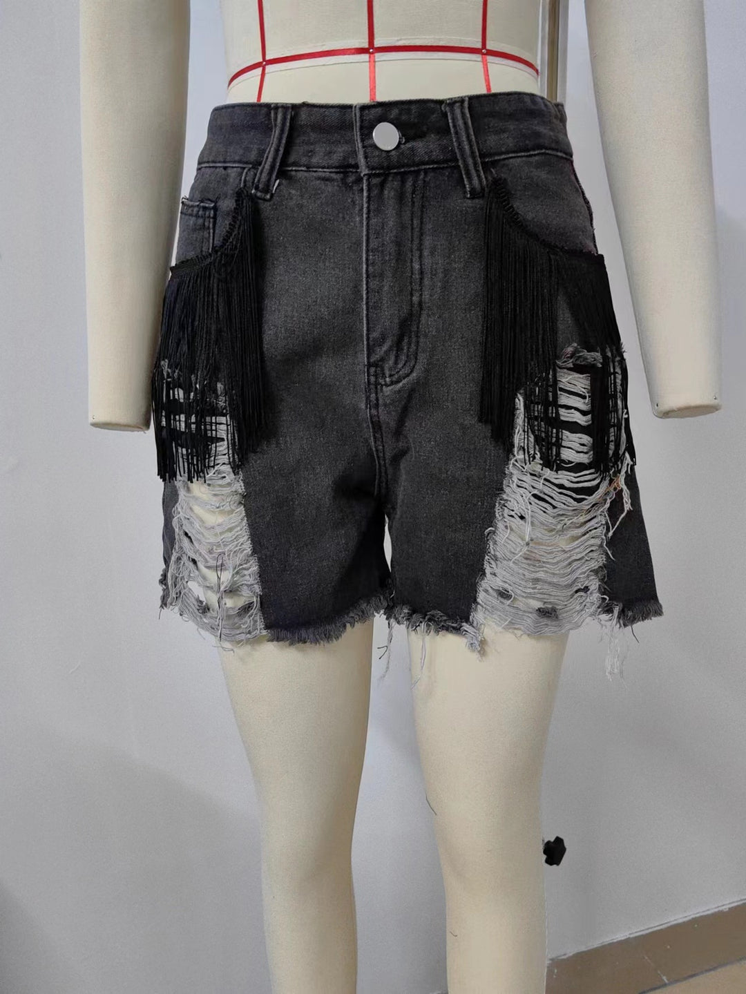 Dame Raffinerede Jeansshorts med Frynser og Destroyed-Elementer Stilla