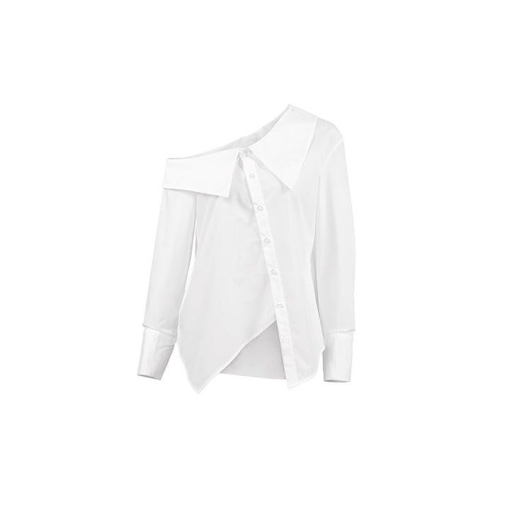 Dame Oversized Skjorte med asymmetrisk Udsnit og voluminøse Ærmer Stilla