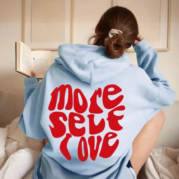 Kvinders oversized hætte sweatshirt med kreativ hjerte design Skovae