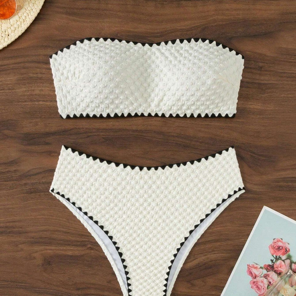 Dame bandeau-bikini med struktureret overflade Skovae