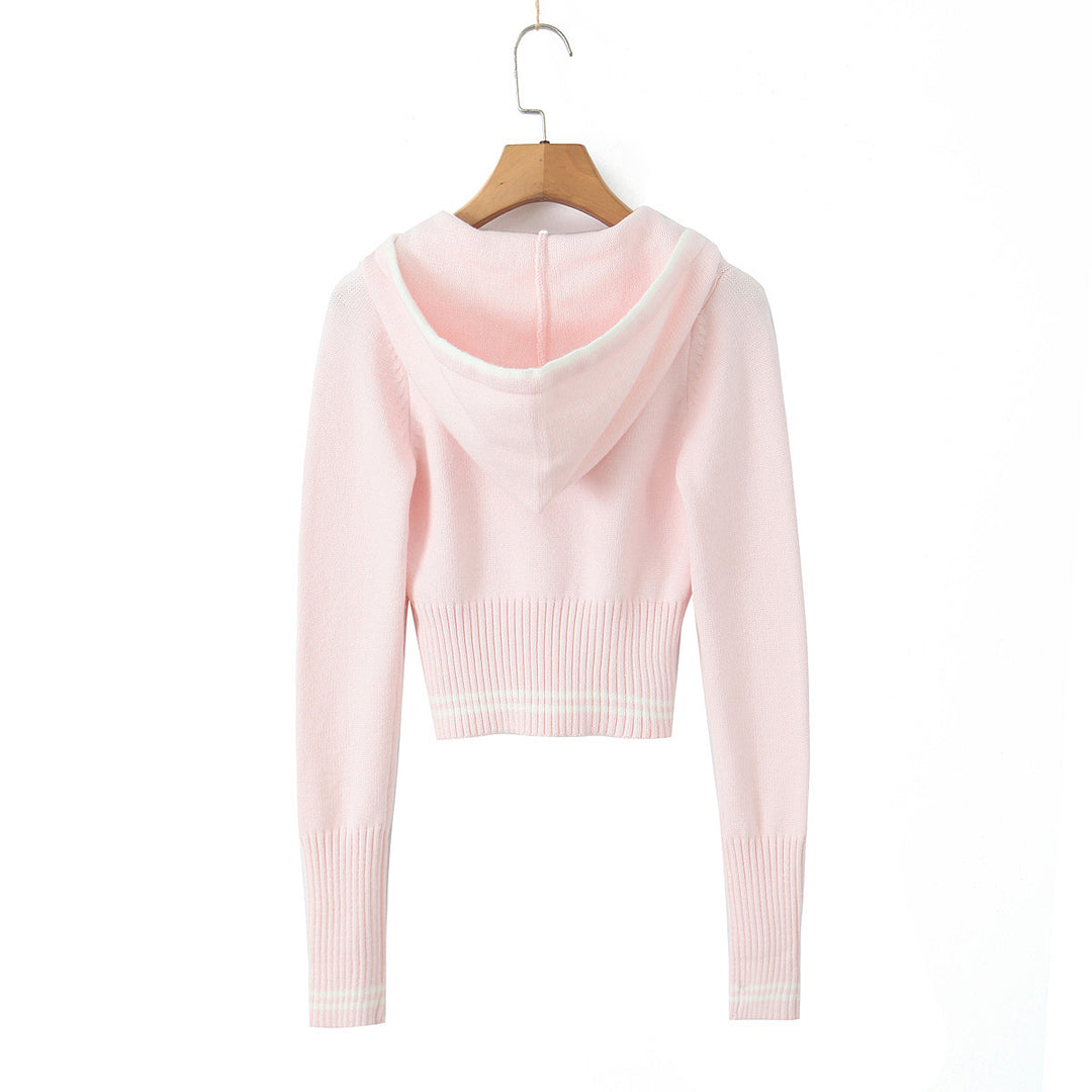Damer cropped hættepullover med lynlås og elastisk kant Stilla