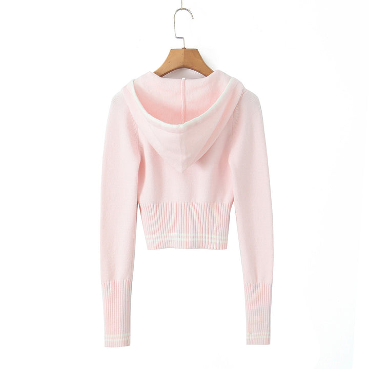 Damer cropped hættepullover med lynlås og elastisk kant Stilla
