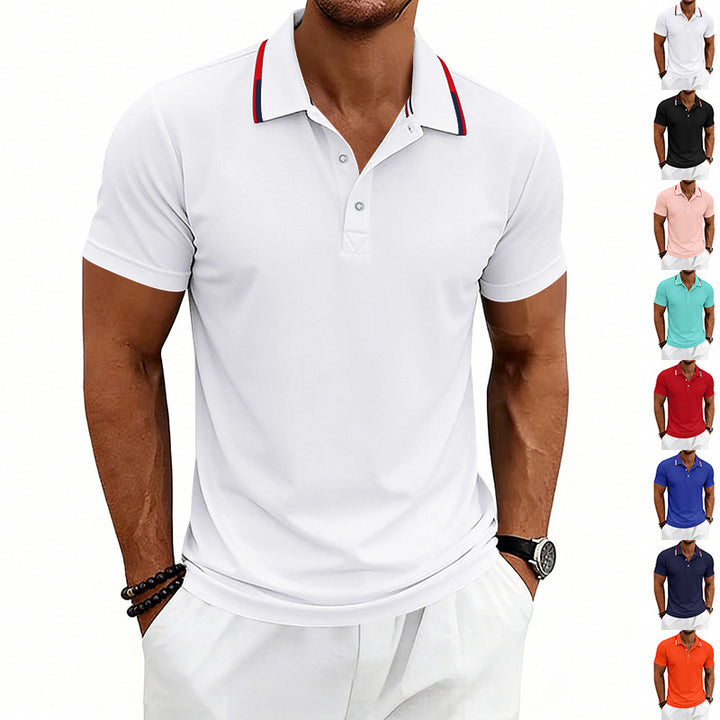 Herrer nan tailored kortærmet polo shirt med kontrastkrave i åndbart piqué Skovae