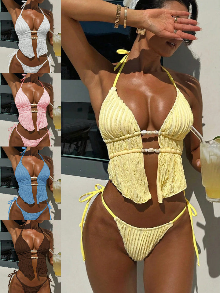 Dame Triangel-Bikini med rynket design og elegante detaljer Skovae