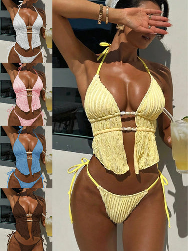 Dame Triangel-Bikini med rynket design og elegante detaljer Skovae