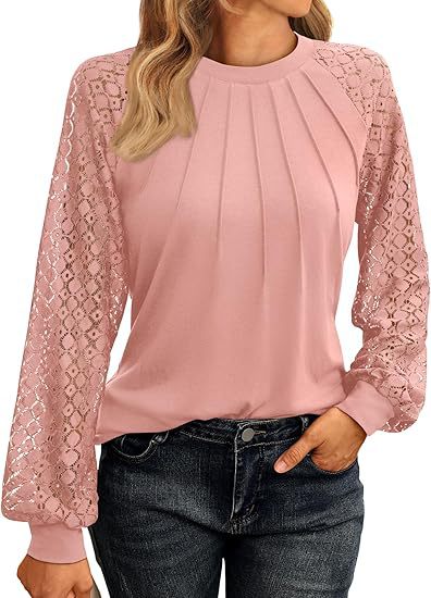 Dame skjorte med elegante spidsærmer og plisseret look Stilla