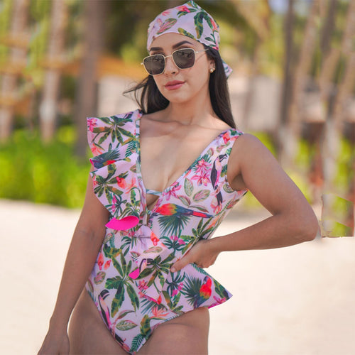 Dame Heldragt med blomsterflæser og sidelæns cut-outs Stilla