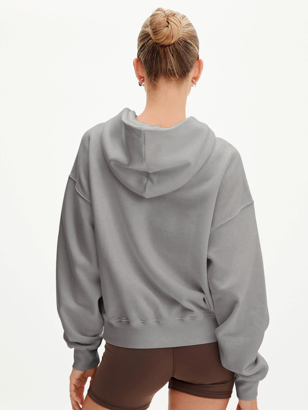 Dame hoodie med halv lynlås og oversized fit Stilla