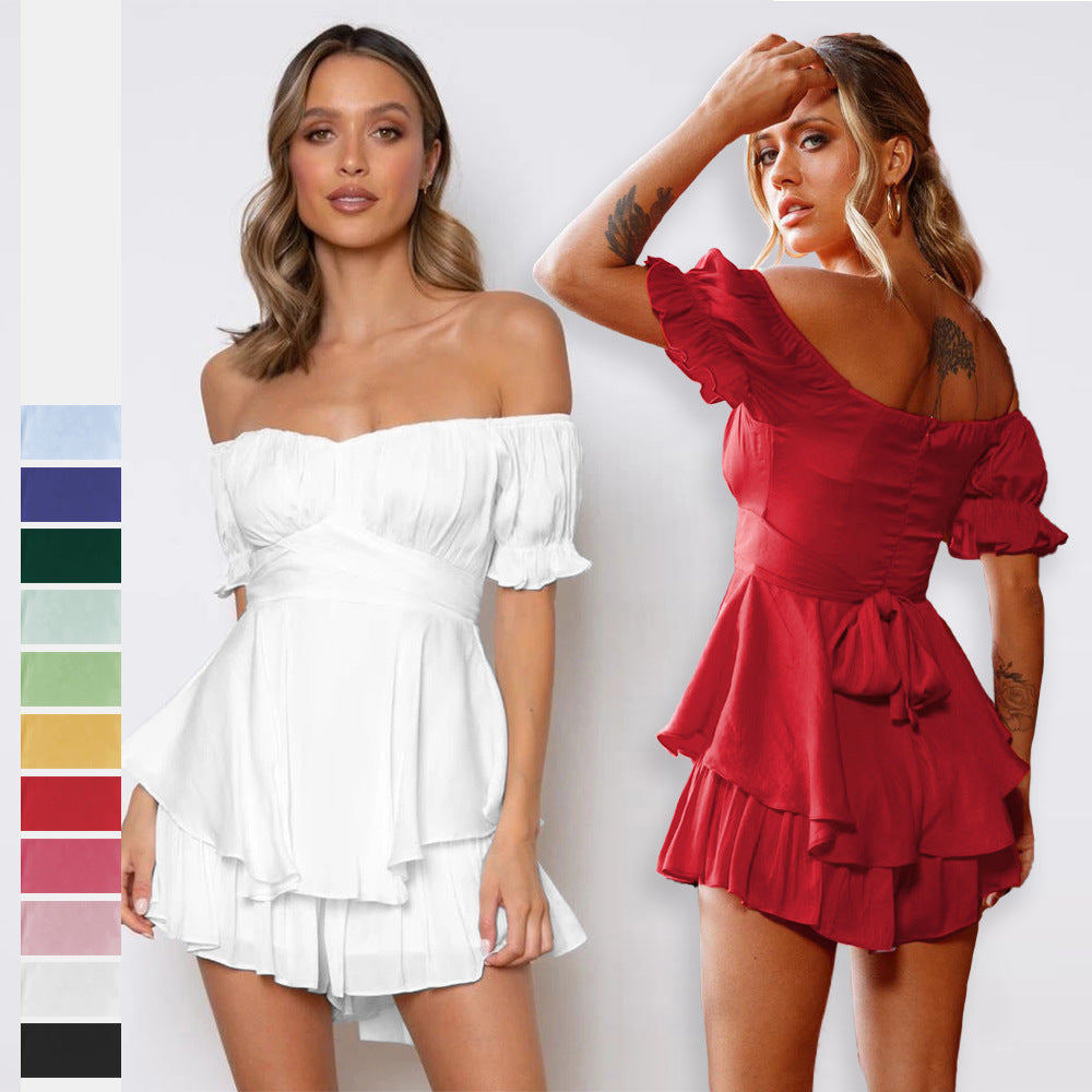 Dame Off-Shoulder Minikjole med løs pasform og bælte accenter Stilla